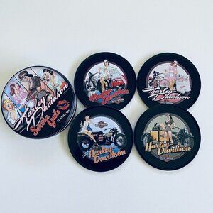 Harley Davidson Servi Gal Vintage Style Coaster Tin Set​​​​​